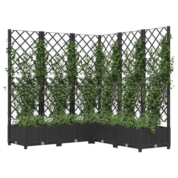 vidaXL Fioriera da Giardino con Graticcio Nero 120x120x121,5 cm in PP