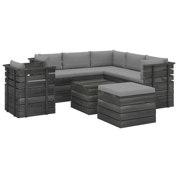 vidaXL Set Divani da Giardino su Pallet 8 pz con Cuscini Massello Pino