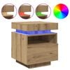 vidaXL Comodini con Luci LED 2pz Rovere Artigianale 40x39x48,5 cm