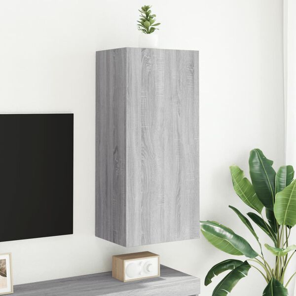 vidaXL Mobile TV Parete Grigio Sonoma 40,5x30x90 cm Legno Multistrato