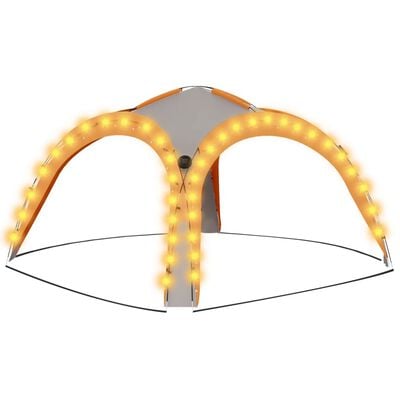 vidaXL Tenda Feste con LED e 4 Pareti 3,6x3,6x2,3 m Grigio e Arancione