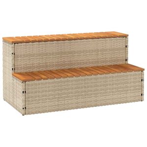 vidaXL Bordo per Vasca Idromassaggio Beige Polyrattan&Massello Acacia