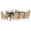 vidaXL Set da Pranzo per Giardino con cuscino 9 pcs Beige polyrattan