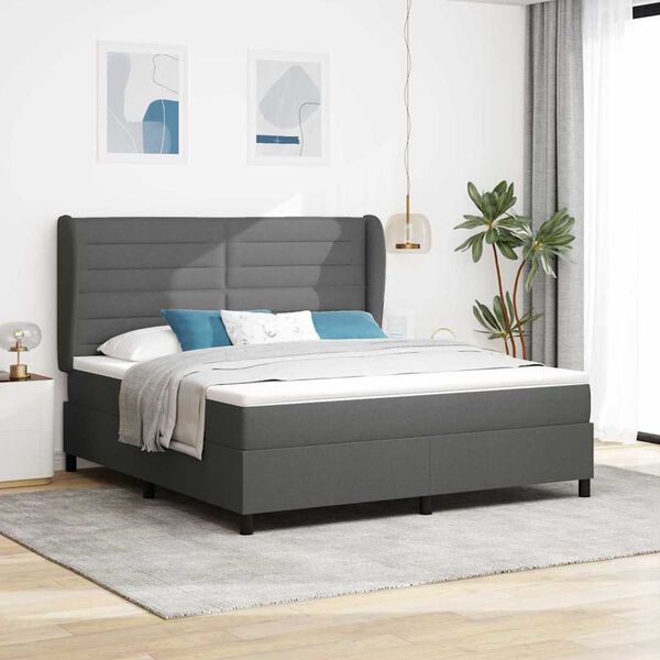vidaXL Letto a molle con materasso Grigio scuro 180 x 200 cm Tessuto