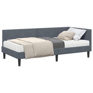 vidaXL Struttura Letto Angolare con Materasso 2 pcs Grigio Velluto