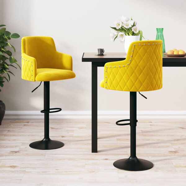 vidaXL Sgabelli da Bar 2 pz Giallo Senape in Velluto
