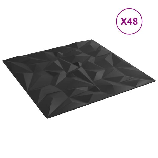 vidaXL Pannelli Murali 48 pz Neri 50x50 cm XPS 12 m² Ametista