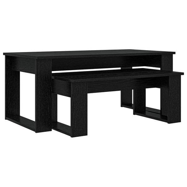 vidaXL Set di Tavolini da Caff&egrave; 2 pcs Rovere Nero Legno multistrato