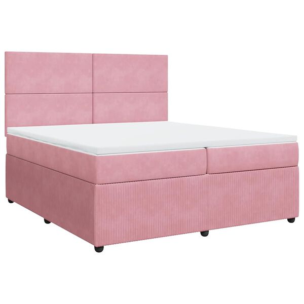 vidaXL Giroletto a Molle con Materasso Rosa 200x200 cm in Velluto