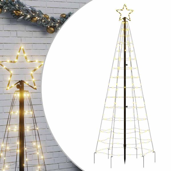 vidaXL Albero di Natale a LED con Punte 220 LED Bianco Caldo 180 cm