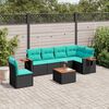 vidaXL Set Divani da Giardino 7 pz con Cuscini Nero in Polyrattan