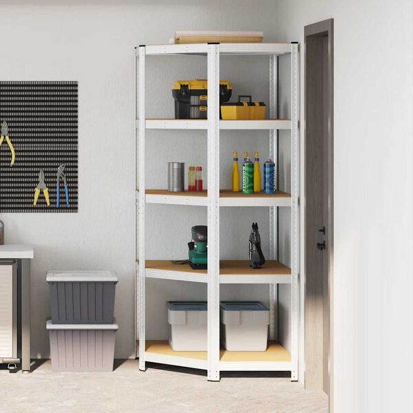 vidaXL Mensola angolare Argento 90 x 90 x 198 cm Legno multistrato