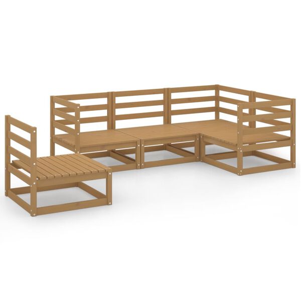 vidaXL Set Salotto da Giardino 5pz Marrone Ambra Legno Massello Pino