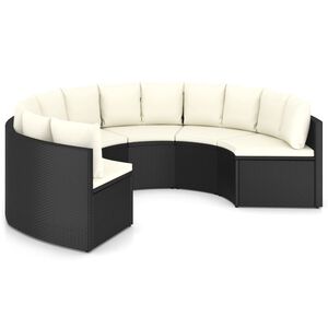 vidaXL Set Divani da Giardino 6 pz con Cuscini in Polyrattan Nero