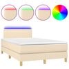 vidaXL Letto a Molle con Materasso e LED Crema 120x200cm in Tessuto