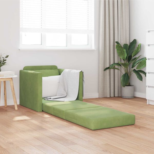 vidaXL Divano letto 60cm Verde chiaro Velluto