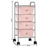 vidaXL Carrello Portaoggetti Mobile con 4 Cassetti Rosa in Plastica