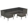 vidaXL Set Divani da Giardino 7 pz con Cuscini in Polyrattan Grigio