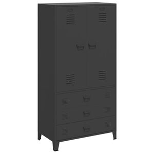 vidaXL Armadio Industriale Nero 90x50x180 cm in Metallo