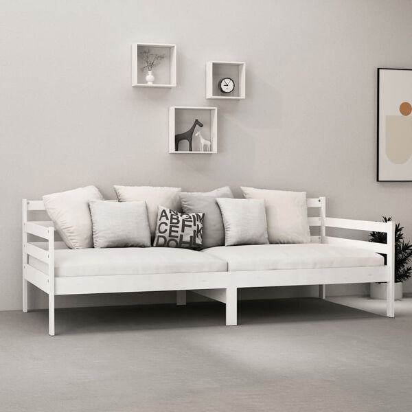 vidaXL Divano Letto con Materasso 90x200 cm Bianco in Legno di Pino