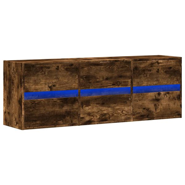 vidaXL Mobile TV a Parete con Luci LED Rovere Fumo 130x31x45 cm