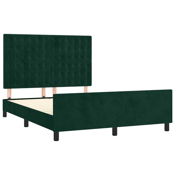 vidaXL Giroletto senza Materasso Verde Scuro 140x200 cm in Velluto