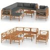 vidaXL Set Divani Giardino 10 pz Cuscini Grigi Legno Massello di Teak