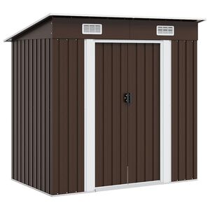 vidaXL Capanno Attrezzi da Giardino Marrone 194x121x181 cm in Acciaio