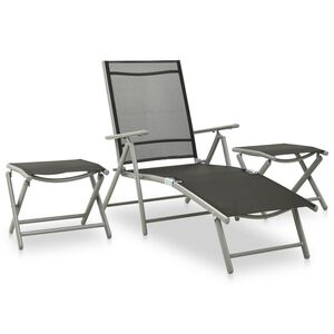 vidaXL Set Divani da Giardino 3 pz in Textilene e Alluminio Argento