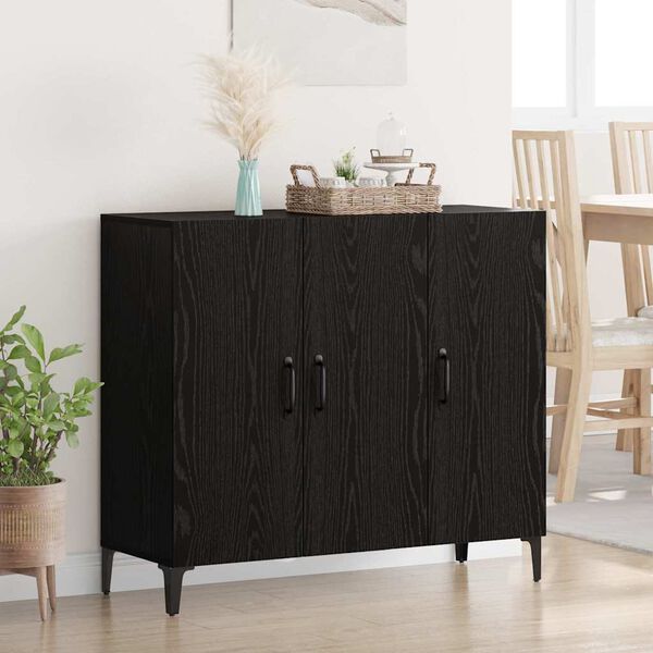 vidaXL Credenza Rovere nero 34 x 90 x 80 cm Legno multistrato