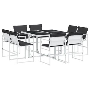 vidaXL Set da Pranzo da Giardino 9 pz con Cuscini Bianco in Textilene
