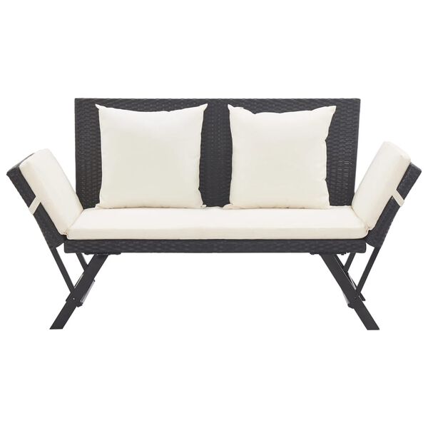 vidaXL Panca da Giardino con Cuscini Nera 176 cm in Polyrattan