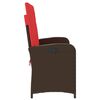 vidaXL Panca Reclinabile da Giardino con Cuscini Marrone in Polyrattan