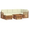 vidaXL Set di divani da esterno 7 pz Naturale e Crema Poliestere