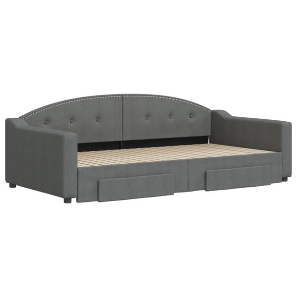 vidaXL Divano Letto Estraibile Cassetti Grigio Scuro 100x200cm Tessuto