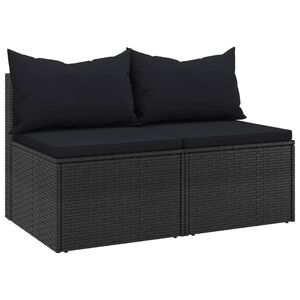 vidaXL Divani Centrali da Giardino con Cuscini 2pz in Polyrattan Nero