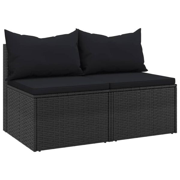 vidaXL Divani Centrali da Giardino con Cuscini 2pz in Polyrattan Nero