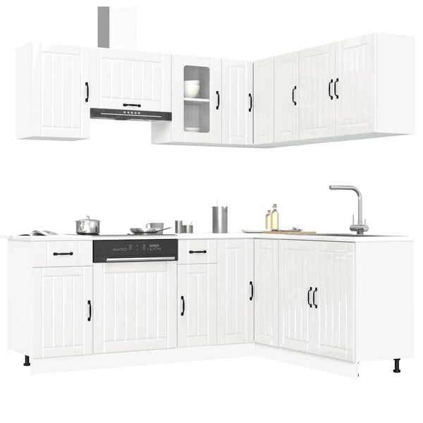 vidaXL Set Mobili da Cucina 11 pz Lucca Bianchi Lucido in Truciolato