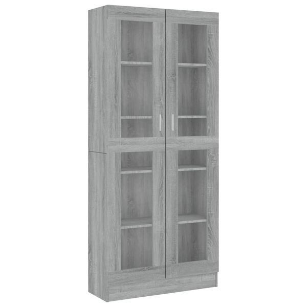 vidaXL Mobile Vetrina Grigio Sonoma 82,5x30,5x185 Legno Multistrato