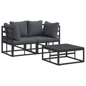 vidaXL Set Divano da Giardino 3 pz Nero Metallo