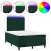 vidaXL Letto a Molle con Materasso e LED Verde Scuro 120x200cm Velluto