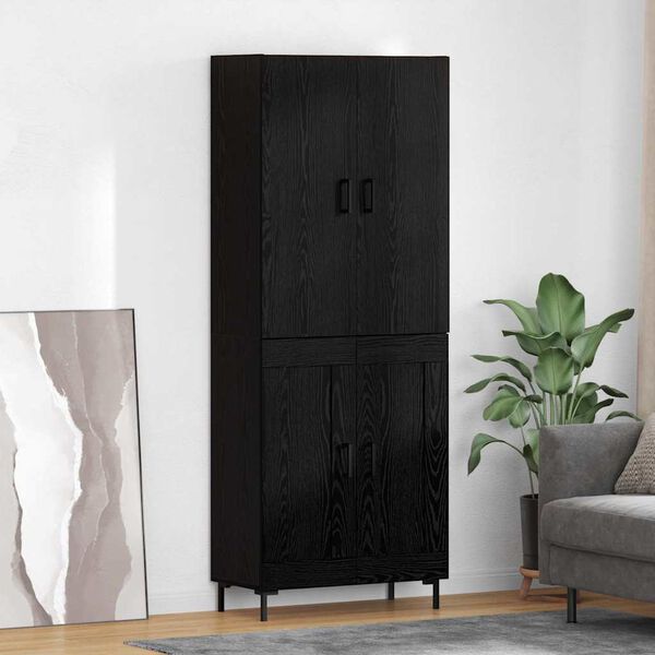 vidaXL Credenza Rovere Nero 69,5 x 34 x 180 cm Legno multistrato