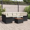 vidaXL Set Divano da Giardino con cuscino 7 pcs Nero polyrattan