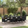 vidaXL Set da Pranzo per Giardino con cuscino 9 pcs Nero polyrattan