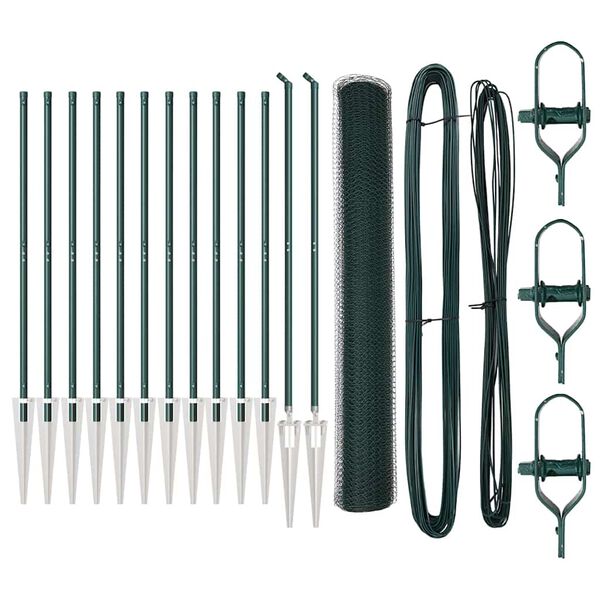 vidaXL Palo della recinzione Verde 25 x 1 m (25 mm rete) Acciaio