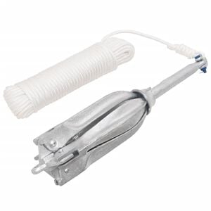 vidaXL Ancora Pieghevole con Corda Argento 10 kg Ghisa Zincata a Caldo