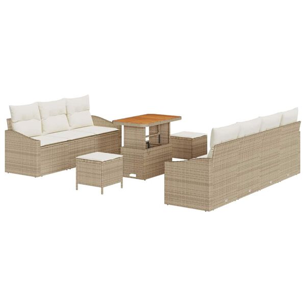 vidaXL Set Divano da Giardino con cuscino 10 pcs Beige polyrattan