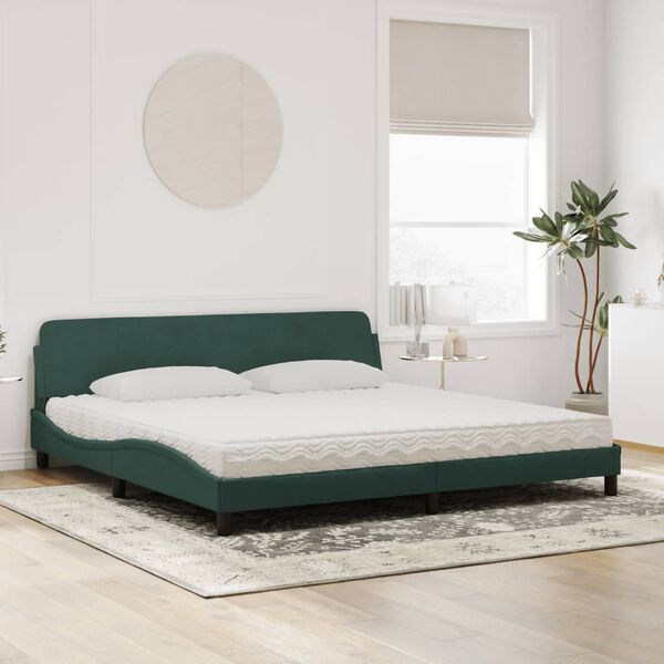 vidaXL Letto con Materasso Dover Verde Scuro 200x200 cm Velluto