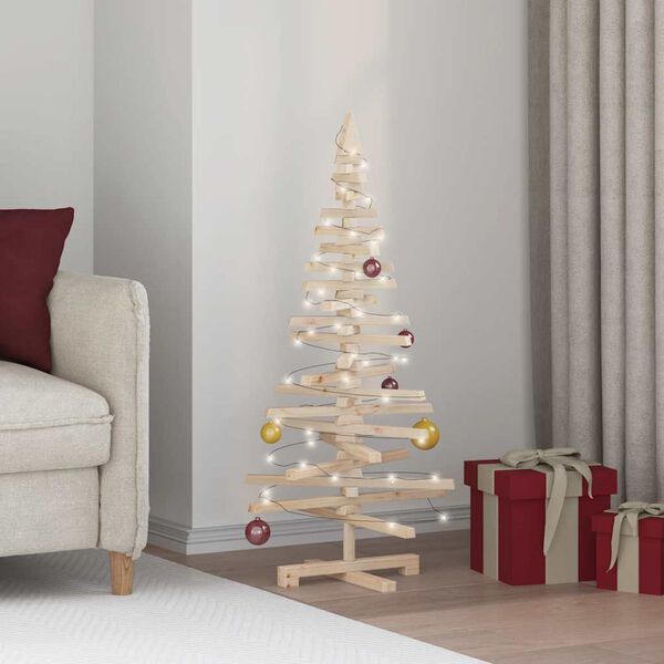 vidaXL Albero di Natale Decorativo in Legno 120 cm Legno Massello Pino