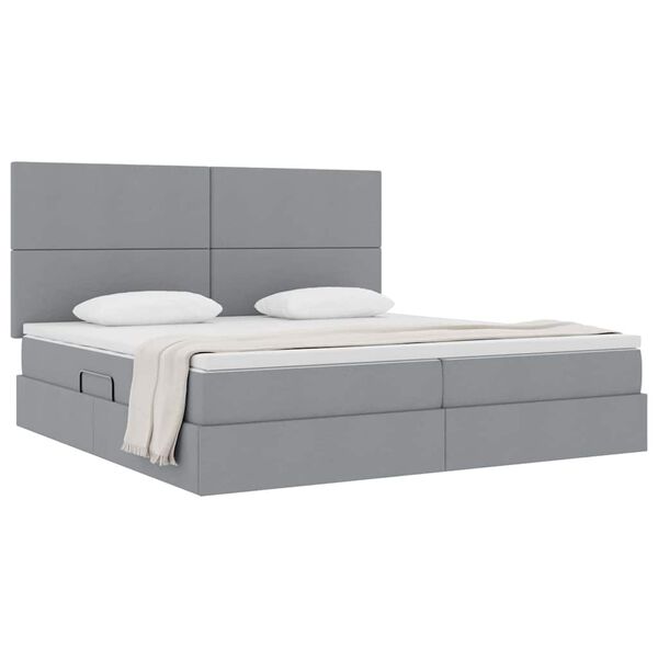 vidaXL Letto con contenitore e materasso Grigio chiaro 200 x 200 cm